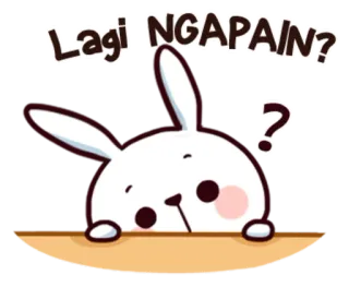 🙃 f2ce0805 Lagi NGAPAIN? lapin, mignon, question, lapinou, dessin animé telegram sticker