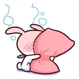 ☺️ f3107500 Dessin animé, Animal, Lapin, Oreiller, Sommeil, Mignon telegram sticker