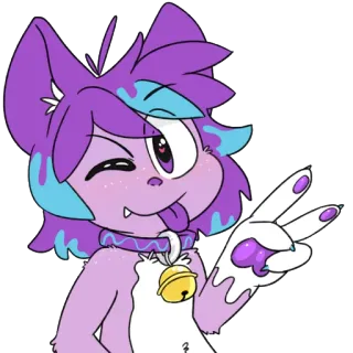 ✌ 2b51472e 卡通, 猫, 和平标志, 眨眼, 毛茸茸, 动物 telegram sticker