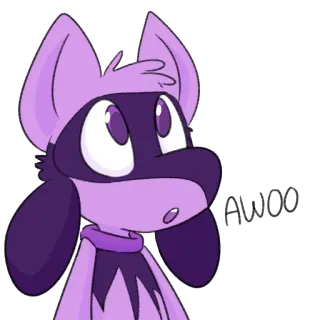 🐶 2ce32a76 AWOO 狗, 狼, 嗷呜, 卡通, 动物, 可爱, 紫色 telegram sticker