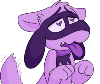 😍 47f7c0e4 卡通狗, 紫色, 心形眼, 可爱, 动物, 动画, 贴纸 telegram sticker