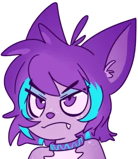 😠 4896405a 卡通, 生气, 动物, 紫色, 毛茸茸 telegram sticker