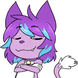 😌 607511ea 猫, 卡通, 动物, 紫色, 角色, 猫科动物, 插图 telegram sticker
