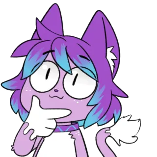 🙃 6de5a62e 猫, 思考, 紫色, 动物, 可爱, 卡通, 宠物, 异想天开 telegram sticker