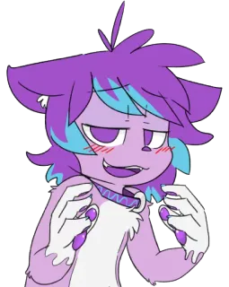 👐 7b6783bc 卡通, 动物, 角色, 紫色, 得意, 坏笑 telegram sticker