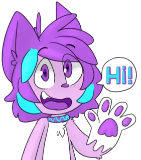 👋 7c322047 HI! 紫色, 卡通, 动物, 毛茸茸, 你好, 问候, 可爱 telegram sticker