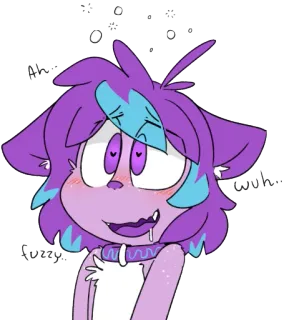 🌀 7f92a4d5 Ah...
wuh...
fuzzy. 卡通, 动物, 可爱, 紫色, 晕, 醉 telegram sticker