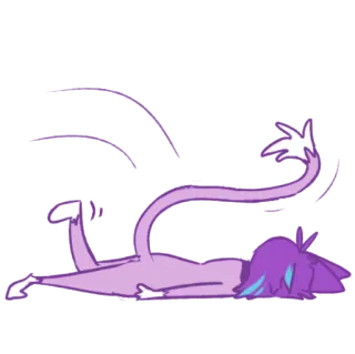 🚷 7fdebf86 卡通, 角色, 躺着, 灵活, 紫色, 动画, 异想天开 telegram sticker