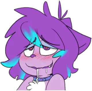 😍 8b362a4a 卡通, 角色, 紫色, 项圈, 动漫, 可爱, 毛茸茸 telegram sticker