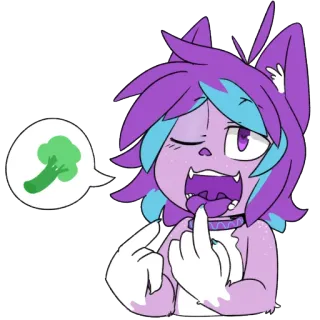 🌳 905f971f 卡通, 角色, 兽迷, 西兰花, 冒犯手势, 中指, 可爱, 动物 telegram sticker