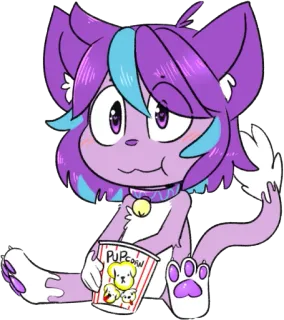 🍿 a8b56eac PUPCORN 猫, 拟人, 爆米花, 动物, 可爱, 宠物 telegram sticker