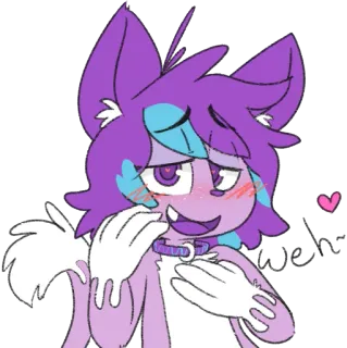 ☺️ d6ae22ff weh 卡通, 紫色, 可爱, 心, 项圈, 角色, 二次元, 动漫 telegram sticker