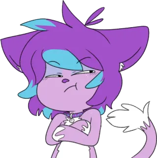 😒 daecc6be 猫, 兽人, 动漫, 卡通, 紫色, 得意, 角色, 兽人 telegram sticker