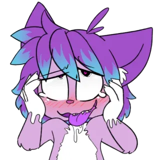 😍 79951901 การ์ตูน, แมว, สัตว์, สีม่วง, สติกเกอร์, ภาพประกอบ telegram sticker