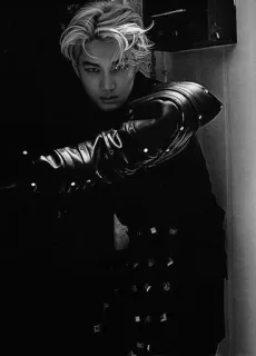 🌑 9495da2a homem, luvas, moda, retrato, pessoa, preto e branco whatsapp sticker