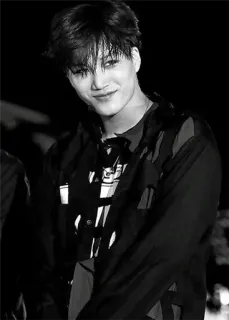 🌑 99be5410 Kai Kai, K-Pop, cantor, dançarino, artista, preto e branco whatsapp sticker