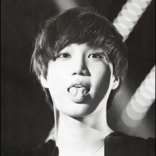 🌑 9bd9a87e pessoa, língua, preto e branco, coreano whatsapp sticker