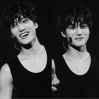 🌑 c94fe9b8 homem, preto e branco, retrato, camiseta regata, kpop whatsapp sticker