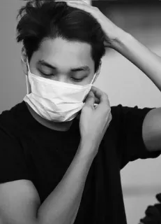 🌑 e41fefdb homem, máscara, covid, pandemia, pessoa, preto e branco whatsapp sticker