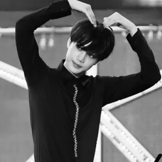 🌑 f1886809 homem, preto e branco, coração, pose, kpop, celebridade whatsapp sticker