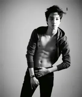 🌑 fbe5ad93 homem, moletom com capuz, retrato, adulto jovem, abdômen whatsapp sticker