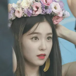 😶 8da18dfa mujer, corona de flores, retrato, Irene, belleza, Kpop whatsapp sticker