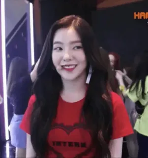 😊 b766bf10 INTERN kpop, becario, mujer, camisa roja whatsapp sticker