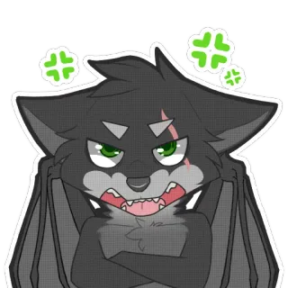 😡 d08b8490 lupo, arrabbiato, cartone animato, furry, animale, personaggio, trifoglio telegram sticker