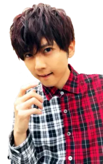 💋 c6df683d человек, мужчина, красная рубашка, портрет, азиат whatsapp sticker