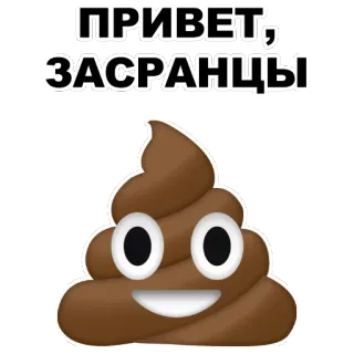 💩 79c5762d ПРИВЕТ, ЗАСРАНЦЫ อึ, อีโมจิ, รัสเซีย, สวัสดี, หยาบคาย, ทักทาย telegram sticker