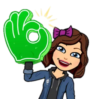 👌 44b1982d Bitmoji, gesto ok, ragazza, cartone animato, guanto verde whatsapp sticker