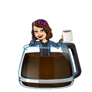 ☕ 99ff9ed6 bitmoji, caffè, bevanda, cartone animato, donna, bevanda, avatar digitale whatsapp sticker