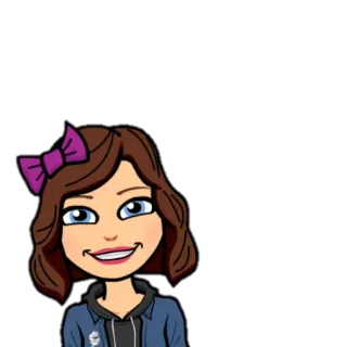 😀 a25110d9 cartone animato, avatar, donna, sorriso, fiocco, bruna whatsapp sticker