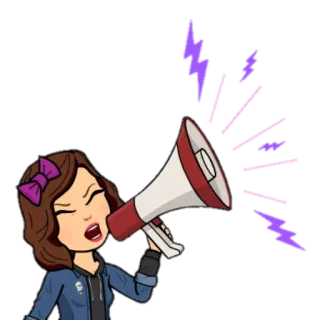 📣 b1b98fd4 Megafono, Donna, Protesta, Urlare, Cartone animato, Attivismo, Discorso whatsapp sticker