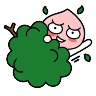 🌳 35db3c9a peach, hiding, cartoon, bush, playful, cheeky telegram sticker