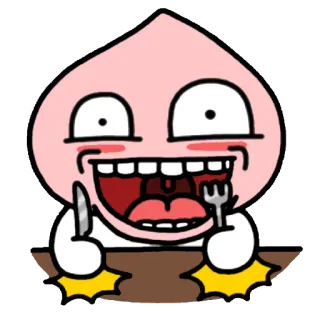 🍴 485bb8c1 peach, cartoon, eating, knife, fork, cute telegram sticker