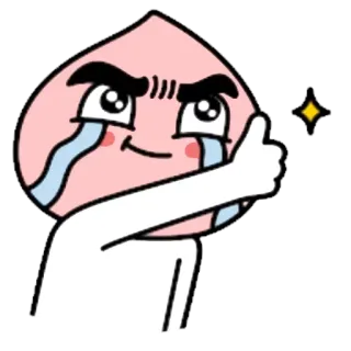 👍 b800e085 peach, crying, thumbs up, cute, kakao, emoticon telegram sticker
