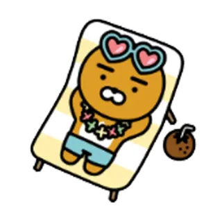 😏 cef66cf4 Ryan мультфильм, пляж, отдых, лето, солнце, кокос, солнцезащитные очки, милый whatsapp sticker