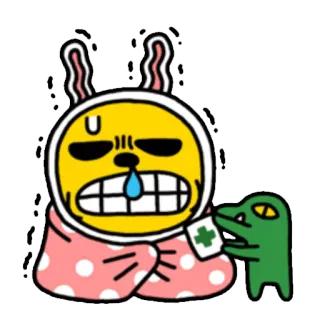 😰 092e109f ป่วย, ป่วย, กระต่าย, จระเข้, การ์ตูน whatsapp sticker