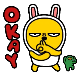 👌 132c21ea OKAY โอเค, กระต่าย, สีเหลือง, ตกลง, น่ารัก whatsapp sticker