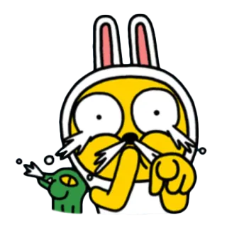 😃 2ff8a5e0 การ์ตูน, ตัวละคร, กระต่าย, สีเหลือง, สีเขียว whatsapp sticker