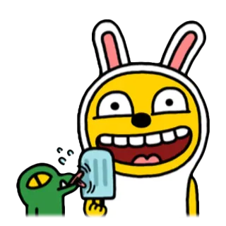 😀 439f5fd1 การ์ตูน, กระต่าย, สัตว์, ไอติมแท่ง, ไอศกรีม, กิน whatsapp sticker