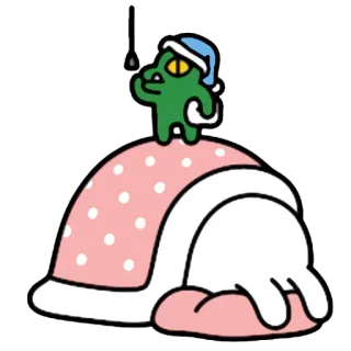 😴 51f56b89 การ์ตูน, นอนหลับ, กิ้งก่า, หมวกคลุมผม, ฝัน whatsapp sticker