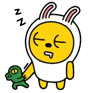 😴 52e6b796 การ์ตูน, ตัวละคร, กระต่าย, สีเหลือง, สัตว์, ตลก whatsapp sticker