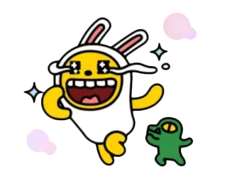 😃 743646f9 กระต่าย, บันนี่, สีเหลือง, ประกาย, การ์ตูน whatsapp sticker