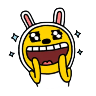 😁 7af99b85 การ์ตูน, กระต่าย, มีความสุข, น่ารัก, อิโมจิ, สติกเกอร์ whatsapp sticker