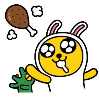 🍗 dcde4985 กระต่าย, สัตว์, การ์ตูน, ไก่, น่ารัก, อาหาร whatsapp sticker