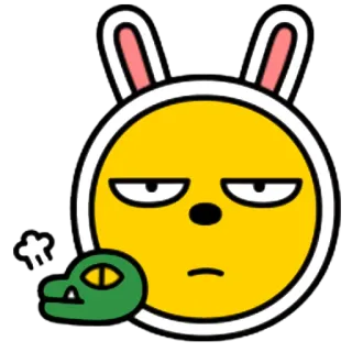 😑 dda8c409 กระต่าย, โกรธ, อิโมจิ, สีเหลือง, สัตว์, จระเข้ whatsapp sticker