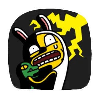 ⚡ e1fd8a4c กระต่าย, การ์ตูน, กลัว, สายฟ้า, สัตว์ประหลาด, แอนิเมชั่น whatsapp sticker