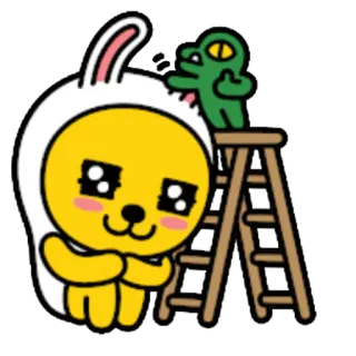 👋 e48515c0 การ์ตูน, สัตว์, กระต่าย, จิ้งจก, บันได, นิ้วกลาง whatsapp sticker